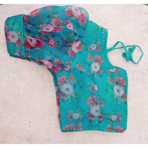 Murliwala CREATION Women's Stitch Readymade Organza Digital Printed Half Sleeves Blouse