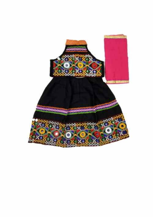 Spack Jerrow Cotton Digital Printed Lehanga Choli set for Baby Girls (BLK_3-4 year)