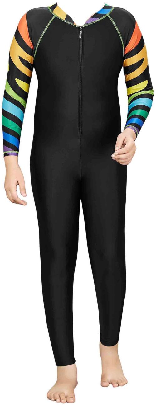 ZIUM Boys 4 Way Lycra Swimsuit Cum Diving Suit (12-13, Black)