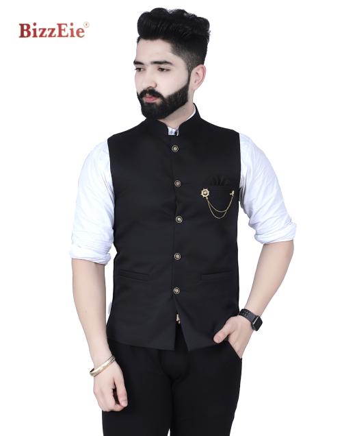 BizzEie Men's BLACK Director Ethnic Jacket