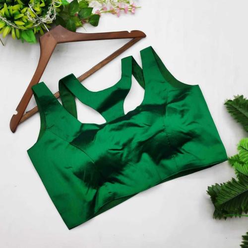 Jahanvi Creation Women Green Solid Phantom Single Blouse