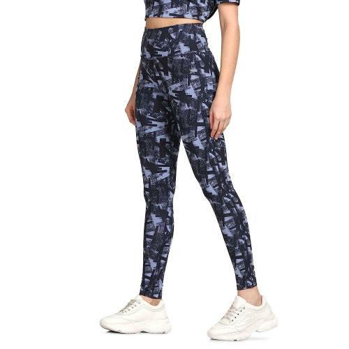 Lavos Women Blue Anti Microbial Bamboo and Cotton 4-Way Stretchable, Skinny Fit, High Waist Gym Wear Sports Leggings, Small