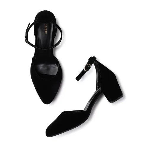 block heels closed toe black