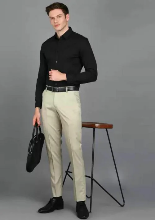 Walaiti Mens Slim Fit Regular Cotton Blend Party Wear Pleated Pista Green Formal Pants Trousers