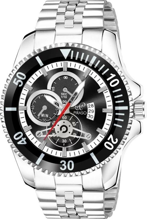 Piraso New Look Black Dial And Silver Chain Watch for Men Analog Watch - For Men ROL-X 2025 BLACK SILVER