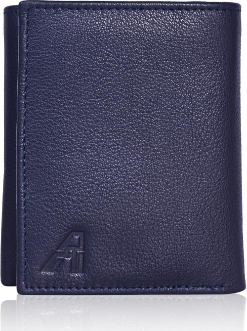 Arshaan Men Blue Genuine Leather 6 Card Slot Formal Rfid Wallet