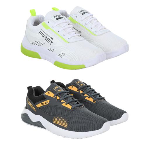 Buy Birde Men's Sport Shoes Combo of 2 (White, Grey) Online at Best