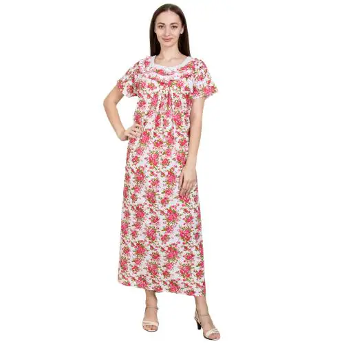 Redglo Women's Cotton Printed/Maxi/Night Wear/Stylish Nighty & Night Gown (Available Sizes XL & XXL)Red