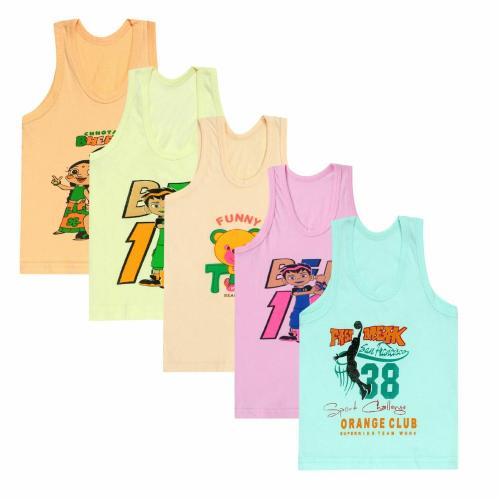 toyific Pure Cotton Multicolored Vest for Unisex Kids | Sleeveless Printed Baniyan/Innerwear Vest For Boys and Girls | Combo Pack Of 5 Pcs.(0-3 Month)