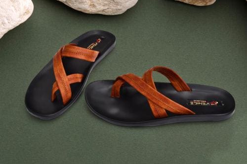 Venice Trending, Stylish, Comfortable, Indoor & Outdoor Slippers for Men. (Tan)