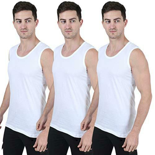 Buy abaranji Men RNBS Vest Combo Pack of 3 White Sleeveless Online