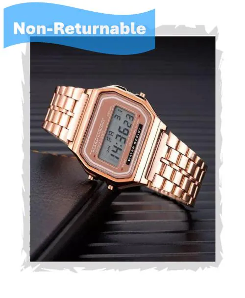 Acnos Brand Digital Rose gold Vintage Square Dial Unisex WR70ist Watch for Men and Women Pack Of 1 (WR70-ROSEGOLD)