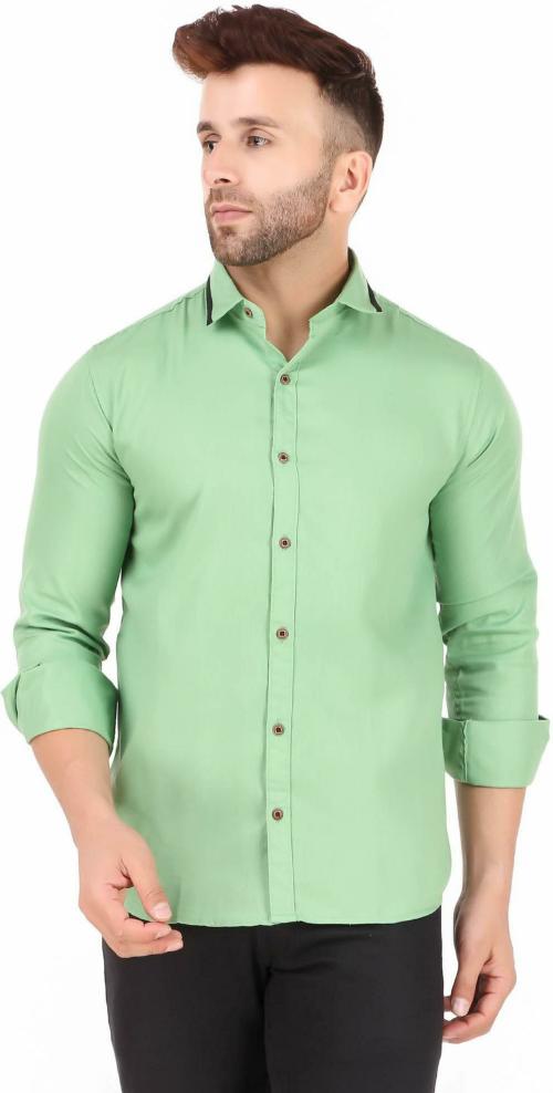 Buy Adwyn Peter Men Light Green Solid 100 Cotton Single Shirt Online