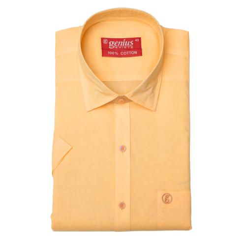 Genius Shirts 100% Cotton Solid Formal Half Sleeve Shirt for Men (46, Orange)