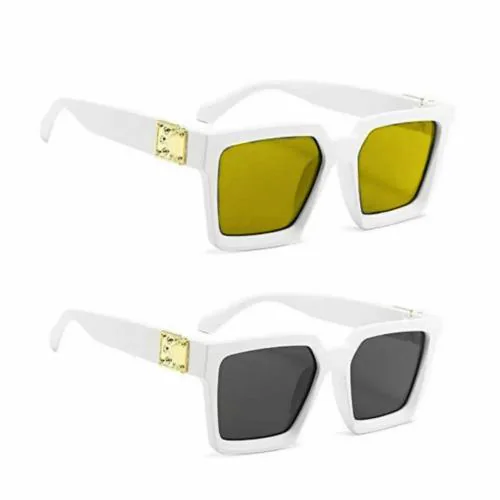 EYEXACK UV Protection, Others, Night Vision, Riding Glasses, Gradient, Polarized Retro Square Sunglasses (Free Size) (For Boys & Girls, Grey, Yellow)