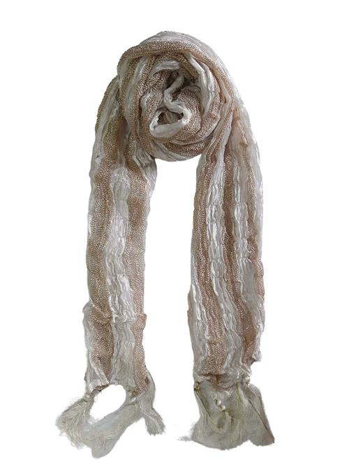 Men White Silk Stole