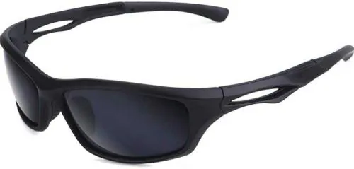PIRASO Polarized Sports Full Frame Black Sunglasses (Men and Women) - M