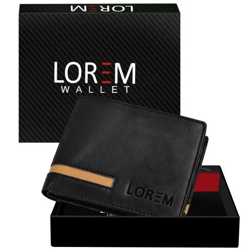 LOREM Black Edition Bi-Fold Faux Leather ATM Card Slots Wallet For Men WL42