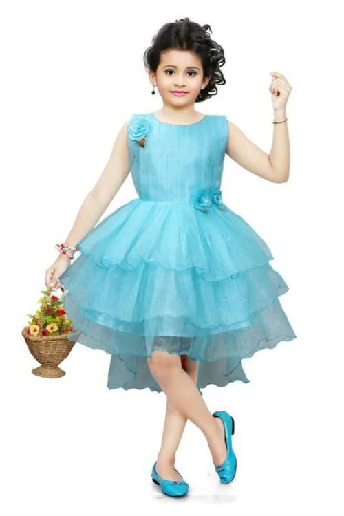 Sagun Dresses Girls Light Blue A-Line Frock (5-6 Yrs)|Kids Wear|Girls Frock|Kids Party Wear|Clothing Accessories|Baby Girls|Dresses|Frock|