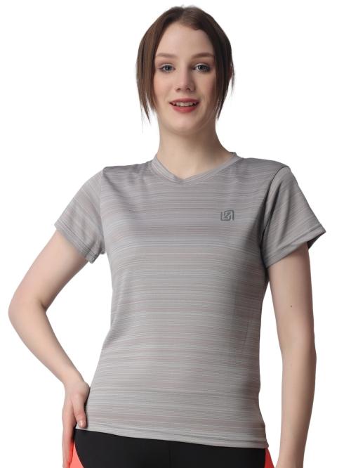 Half Sleeves Dry-Fit Moisture Wicking Polyester Lycra Blend Round Neck T-Shirts for Women