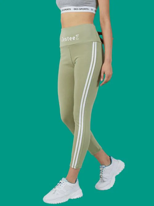 Designer Women Light Green Striped Lycra Blend Tights (26) l Hose l Leggings l Leotard l Nylons l Stockings l Pantyhose l Hosiery