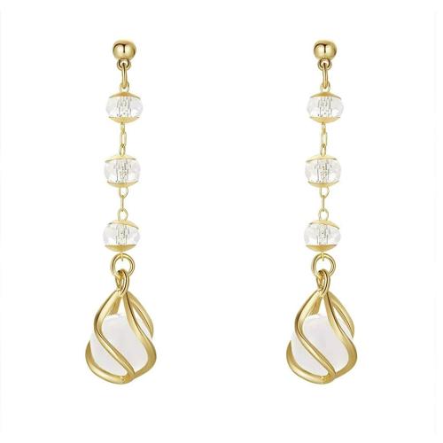 Kairangi by Yellow Chimes Gold Metal Round Crystal Drop Dangle Earrings for Women and Girls - 8 cm