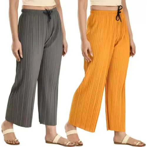 PI World Women's Relaxed Palazzo Trouser Set of 2 - Free Size (28-34