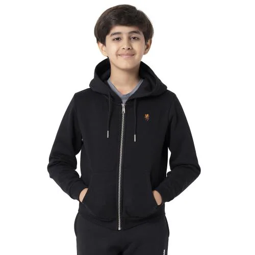Red Tape Kids Unisex Black Solid Hoodie