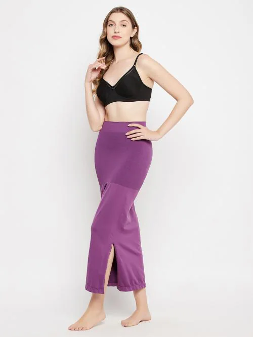 Clovia Women's Saree Shapewear Petticoat with Side-Slit in Violet