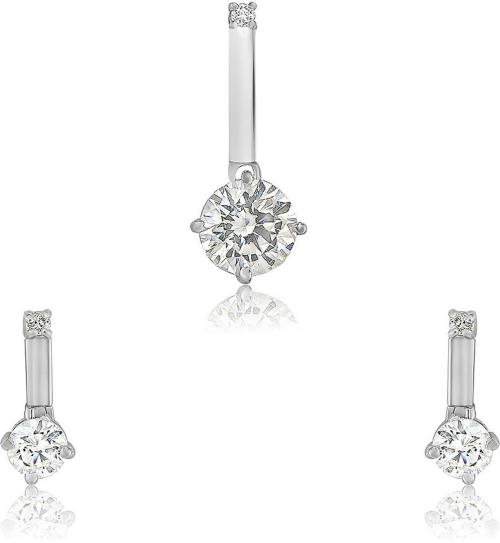 Mahi Women Rhodium Plated Brass, Alloy Jewellery Set (Silver, White