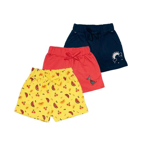 Makoto Short for Baby Girls Casual Printed Cotton Jersey (BRY Combo- Pack of 3)