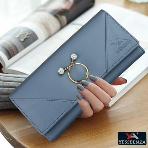 YESSBENZA Women's Steel Blue Croco Faux Leather Trendy Hand Clutch wallet purse With Phone Pockets