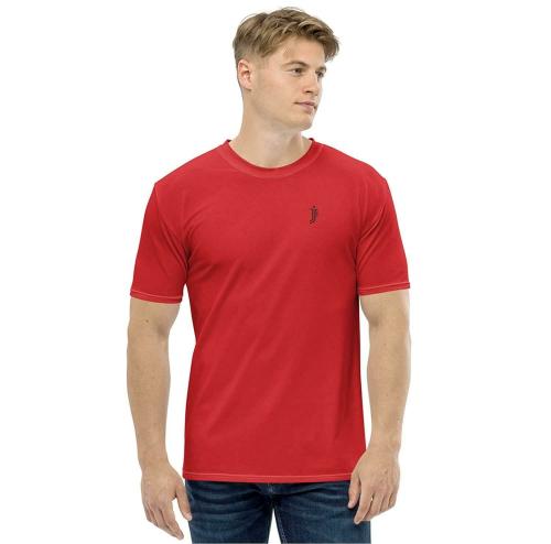 JJ TEES Polyester Solid Color Half Sleeve Jersey with Round Collar for Men (Color: Red)