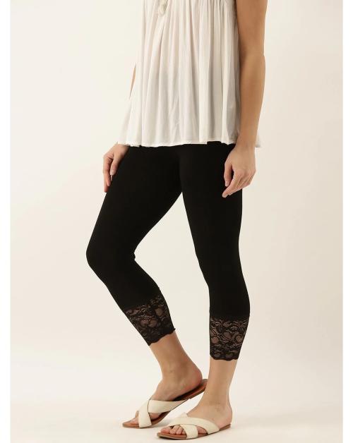 ZEBU Calf Length Black Womens Casual Single Leggings