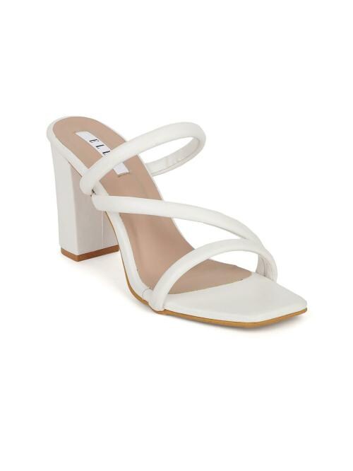 Elle White Block Heels