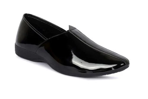 VINET Outdoor formal Casual Ethnic Loafers Party wear Punjabi Nagra Sandal Shoe Casuals For Men (BLACK)