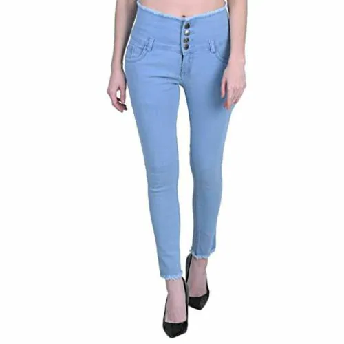 PX4 Jeanswear Stylish 4 Button Women Jeans (Fur) Light Blue