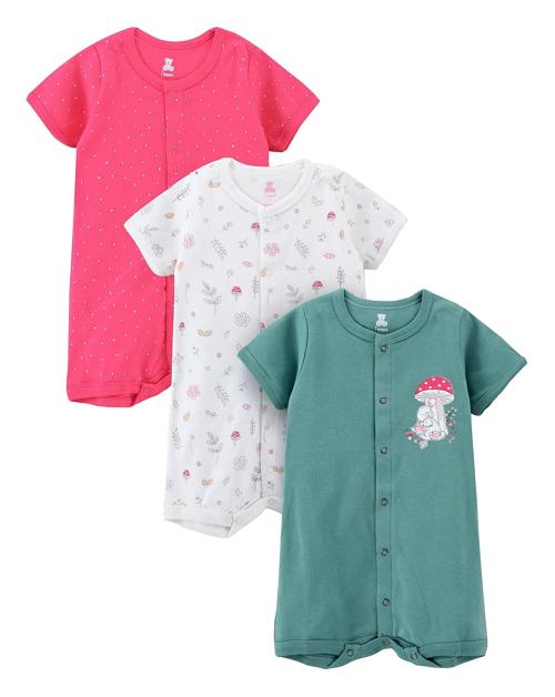 I Bears Half Sleeves Onesies Set Pack of 3, 3-6 Months | Baby Clothes | Baby Boys / Baby Girls | 100% Cotton | Baby Rompers Sets | Infant Clothes | Overalls | Jumpsuits IB8-179