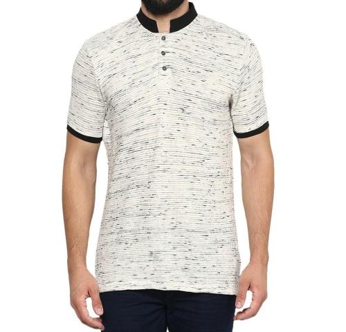 9ZEUS Half Sleeve / Short Sleeves Slim Fit / V Shape White T-shirt for Men