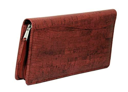 Sukeshcraft Cork Mehroon Polyurethane Cheque Book Holder for 50 Cheque Leaf, 10 Cards, Currency, Passbook