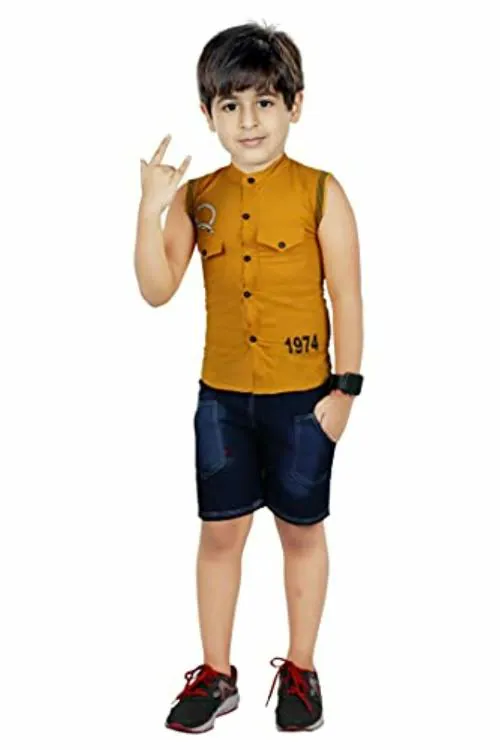 Buy HIZUME Boys Yellow Pure Cotton Half Pant Combo 56 Y Online at