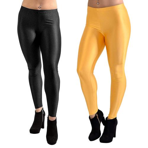 eDESIRE Latest Stylish Combo Shining Leggings Pant Glittery Glossy Black & Golden Shimmer Shiny Leggings, Free Size(28 To 36 inch Waist)