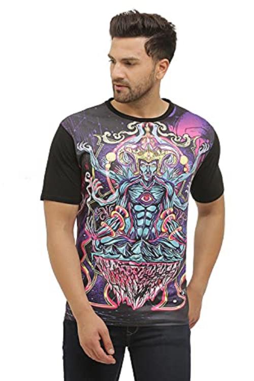 PSYCHEDELIC Exclusive Anger Shiva Meditation|UV Glow|T-Shirts