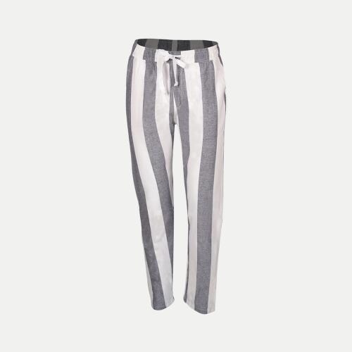 Rad Prix Men Grey Striped Remi Cotton Chinos Trousers