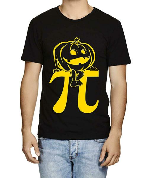 Caseria Men Black Pumpkin Pi Premium Printed Graphic Cotton T-Shirt (S)