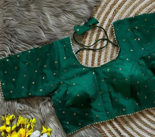 Murliwala CREATION Women's Taffeta Silk Round Neck Embroidery Blouse