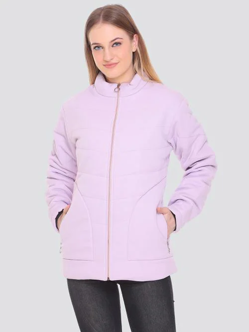 HONEY BELL Women Purple Solid Polyester Bomber Jacket