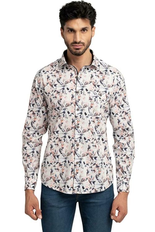 PURPLEMANGO THE FRUIT OF FASHION Men White Pure Cotton Casual Shirts (L)