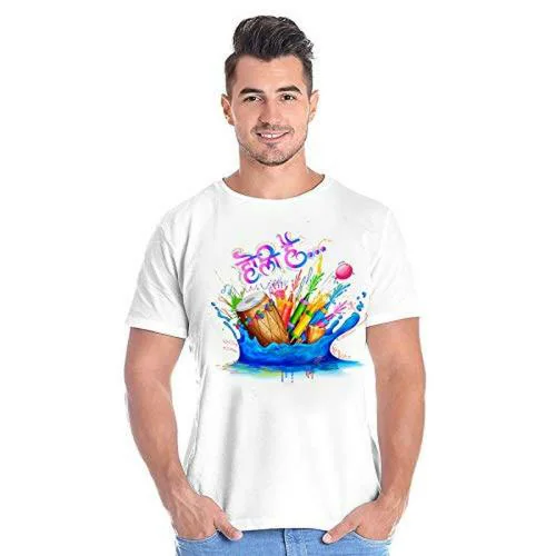 Delberto Tshirt|T-shirt Men and Women White Graphic Printed Polyester Regular Dry Fit T-Shirt (Medium)