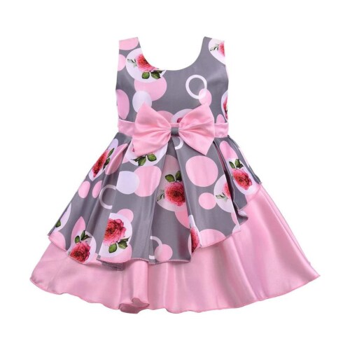 Buy & Try Girl's Floral Knee Length Short Frock Dress.